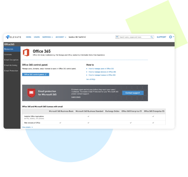 Office 365 from Cybertex control panel